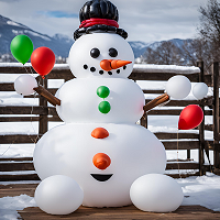 muñeco de nieve hecho con globos